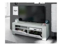 Móvel de TV estilo industrial branco e cimento 120x40x42 cm