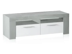 Móvel de TV estilo industrial branco e cimento 120x40x42 cm