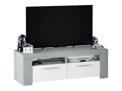 Móvel de TV estilo industrial branco e cimento 120x40x42 cm