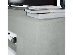 Móvel de TV estilo industrial branco e cimento 120x40x42 cm
