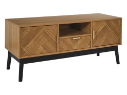 Móvel de TV Félix M1 com armazenamento e design elegante em madeira marrom