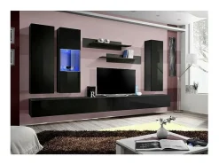 Móvel de TV FLY E5 design, na cor preto brilhante. Móvel suspenso moderno e na moda para a sua sala de estar.