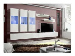 Móvel de TV FLY E2 design, na cor branco brilhante. Móvel suspenso moderno e na moda para a sua sala de estar.