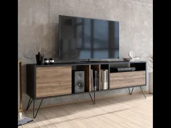 Móvel de TV Industrial em Madeira e Ouro com Arrumação 180 cm