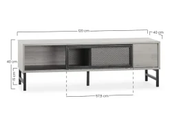 Móvel de TV Isis 2 Portas Cor Carvalho e Metal Preto, 120 cm