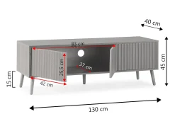 Móvel de TV Lluvia 3 portas cor carvalho, 130 cm de comprimento.
