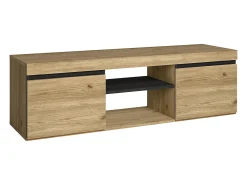 Móvel de TV modelo NATURALE cor Carvalho e Preto, 140x40x41cm