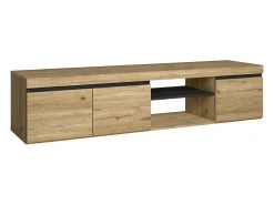 Móvel de TV modelo NATURALE cor Carvalho e Preto, 160x40x41cm