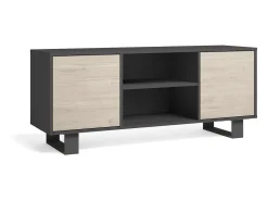 Móvel de TV modelo WIND, cor Cinza Antracite e carvalho, 137x40x57cm