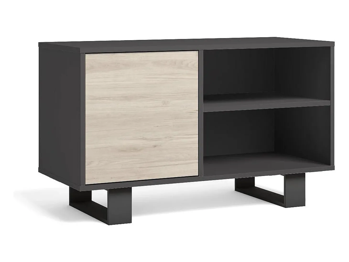 Móvel de TV modelo WIND, cor Cinza Antracite e Carvalho, 95x40x57cm