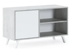Móvel de TV modelo WIND, cor Cinzento Cemento e Branco, 95x40x57cm