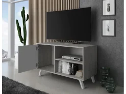 Móvel de TV modelo WIND, cor Cinzento Cemento e Branco, 95x40x57cm