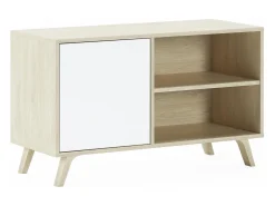 Móvel de TV modelo WIND, cor Carvalho e Branco, 95x40x57cm