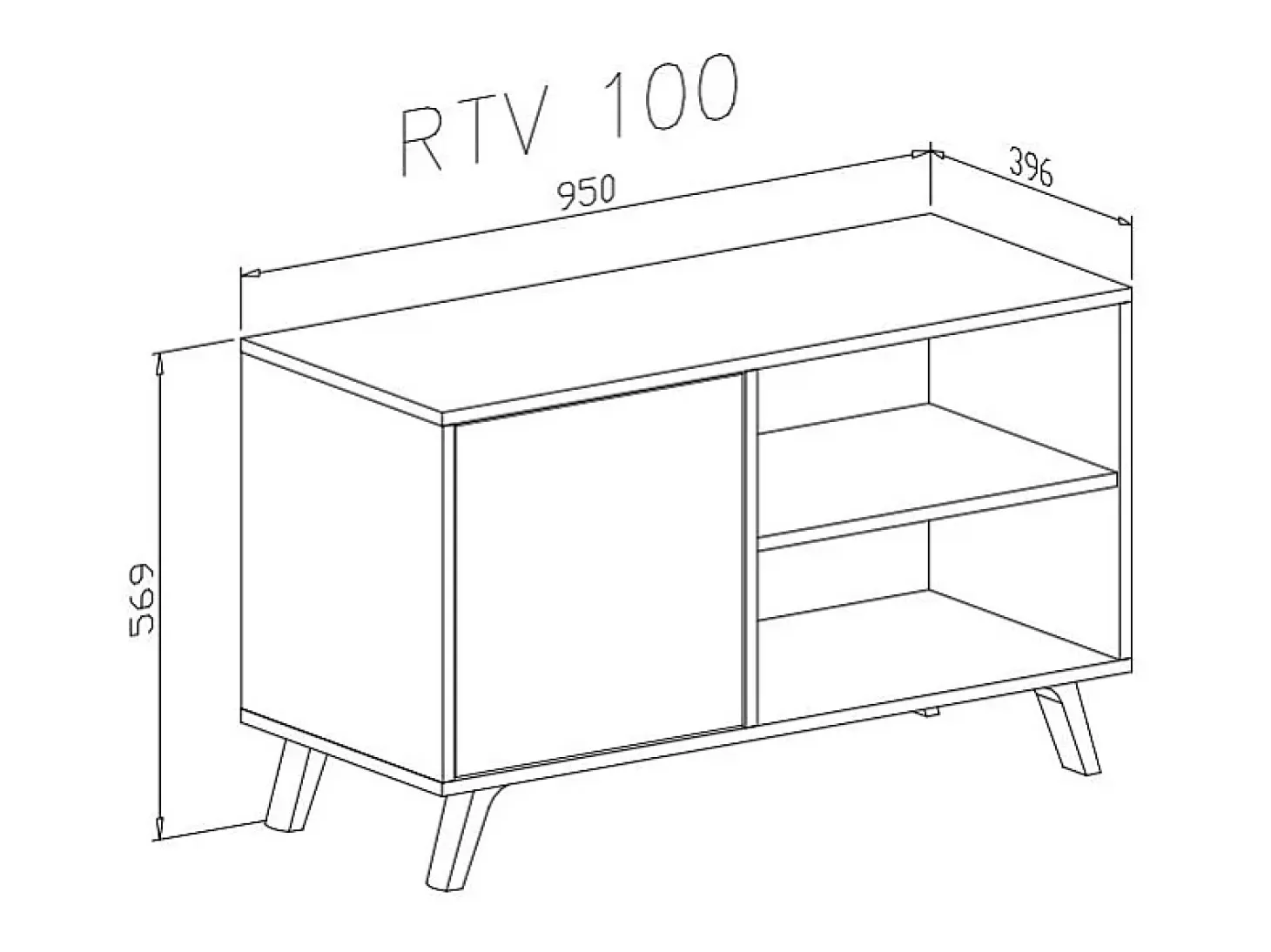 Móvel de TV modelo WIND, cor Carvalho e Branco, 95x40x57cm