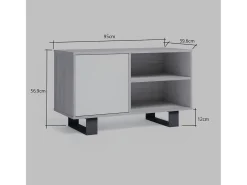 Móvel de TV modelo WIND, cor Carvalho e Branco, 95x40x57cm