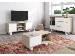 Móvel de TV modelo WIND, cor Carvalho e Branco, 95x40x57cm