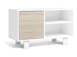 Móvel de TV modelo WIND, cor Branco e Carvalho, 95x40x57cm