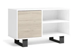 Móvel de TV modelo WIND, cor Branco e Carvalho, 95x40x57cm