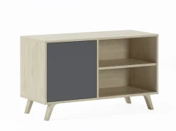 Móvel de TV modelo WIND, cor Carvalho e Cinzento antracite, 95x40x57cm