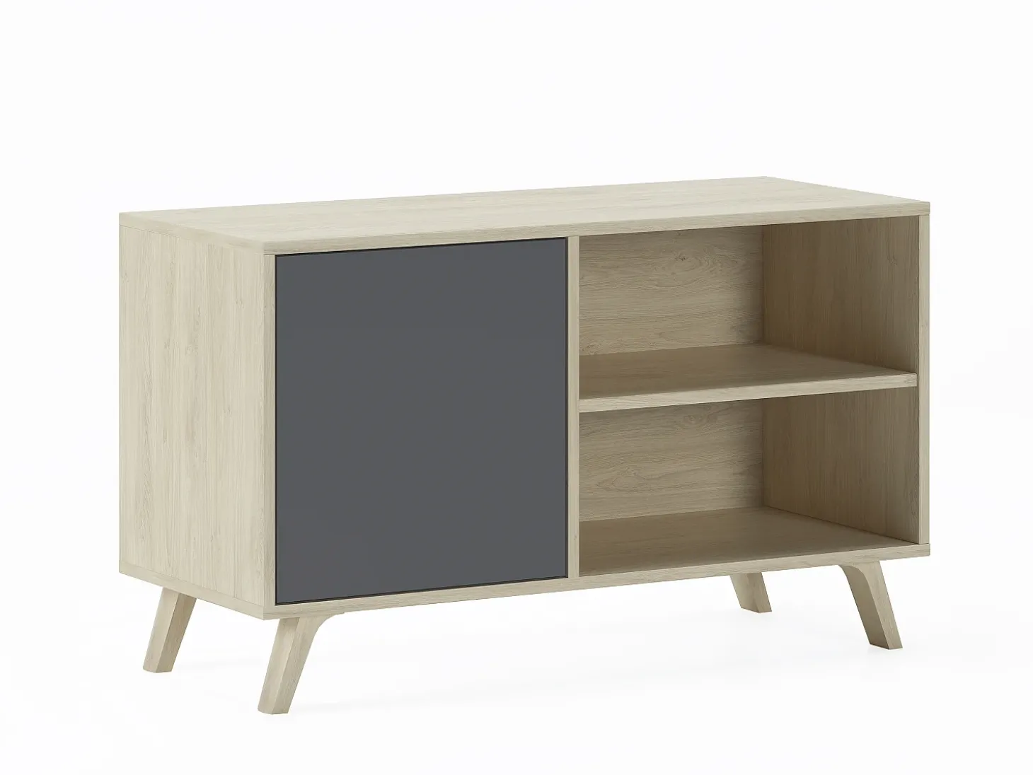 Móvel de TV modelo WIND, cor Carvalho e Cinzento antracite, 95x40x57cm