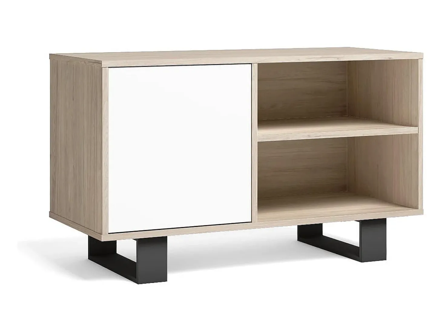 Móvel de TV modelo WIND, cor Carvalho e Branco, 95x40x57cm