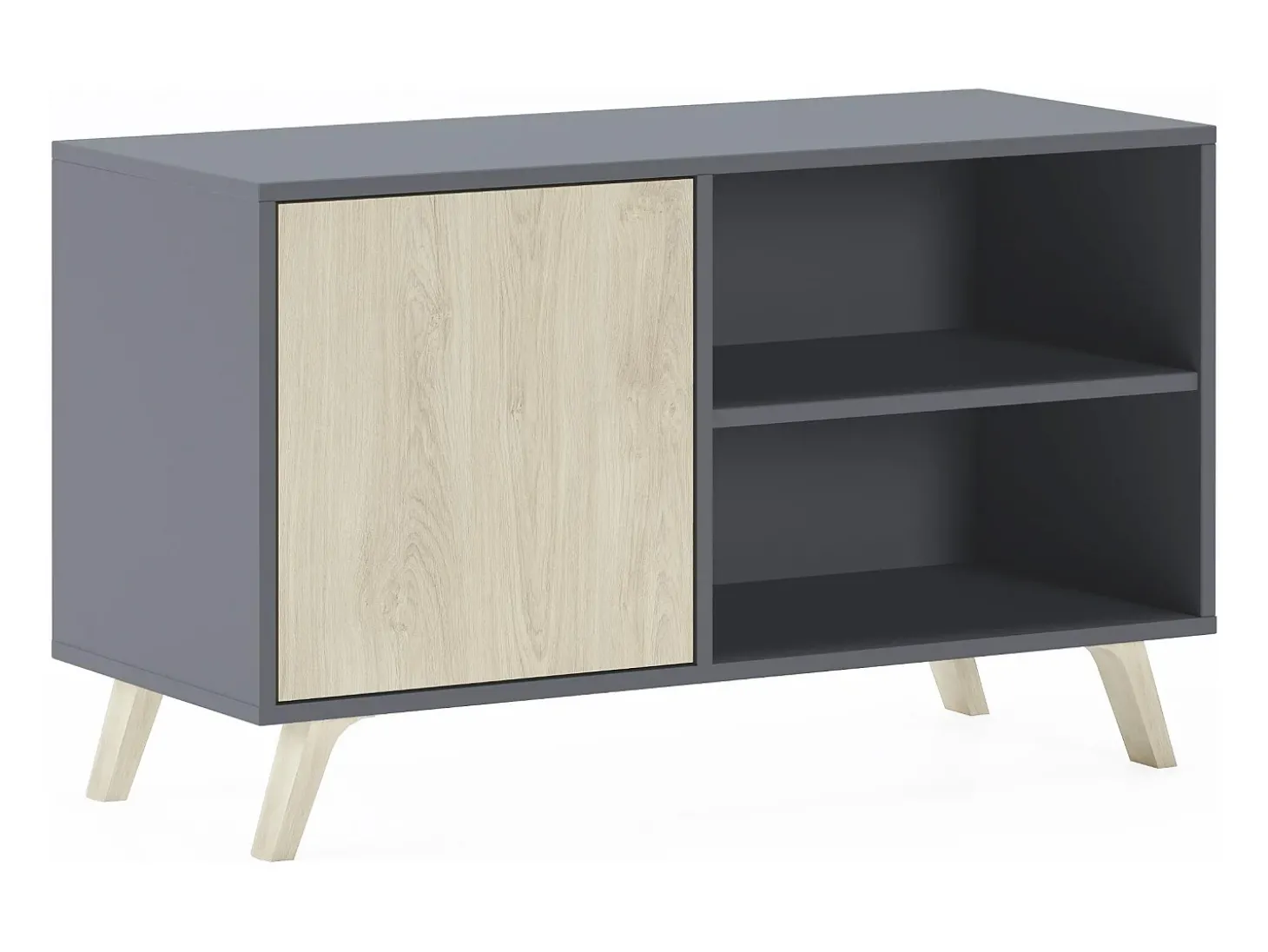 Móvel de TV modelo WIND, cor Cinza Antracite e Carvalho, 95x40x57cm