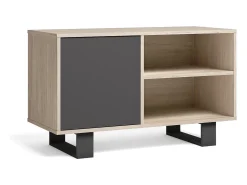 Móvel de TV modelo WIND, cor Carvalho e Cinzento antracite, 95x40x57cm