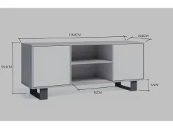 Móvel de TV modelo WIND, cor Carvalho e Cinza Antracite, 137x40x57cm