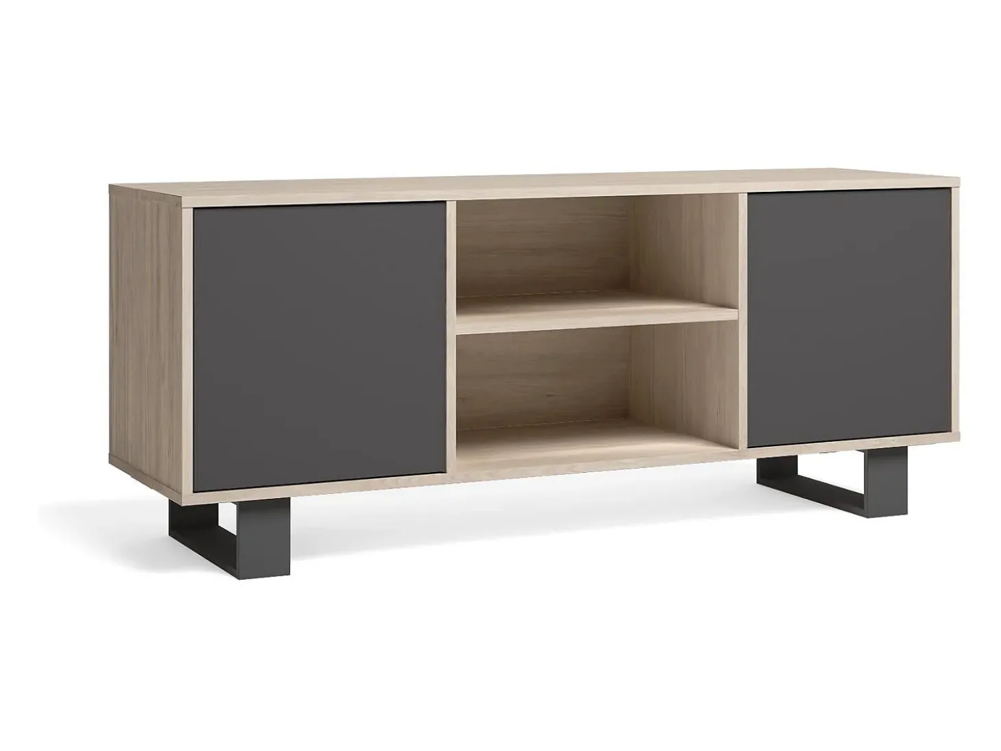 Móvel de TV modelo WIND, cor Carvalho e Cinza Antracite, 137x40x57cm