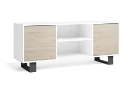 Móvel de TV modelo WIND, cor Branco e Carvalho, 137x40x57cm