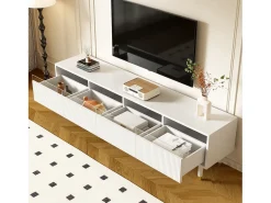 Móvel de TV moderno - 178 cm x 35 x 45 cm - com 4 gavetas - para sala de estar - MDF - branco