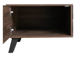 Móvel de TV moderno - 160,5 x 35,5 x 45 cm - com 2 portas + 2 compartimentos abertos - madeira - tom natural escuro
