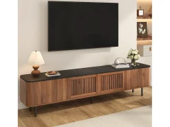 Móvel de TV moderno - 190 x 35 x 45 cm - com 4 portas - Design exclusivo - MDF + aglomerado - marrom