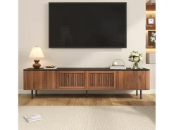 Móvel de TV moderno - 190 x 35 x 45 cm - com 4 portas - Design exclusivo - MDF + aglomerado - marrom