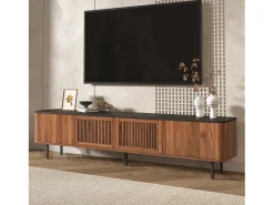 Móvel de TV moderno - 190 x 35 x 45 cm - com 4 portas - Design exclusivo - MDF + aglomerado - marrom