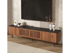 Móvel de TV moderno - 190 x 35 x 45 cm - com 4 portas - Design exclusivo - MDF + aglomerado - marrom
