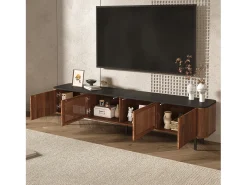 Móvel de TV moderno - 190 x 35 x 45 cm - com 4 portas - Design exclusivo - MDF + aglomerado - marrom
