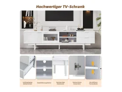 Móvel de TV moderno - 200 x 40 x 50,5 cm - com 2 portas + 2 gavetas - para TV de 80 polegadas - aglomerado - branco