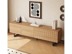 Móvel de TV moderno - 180 x 38 x 51,5 cm - com 2 portas + 2 gavetas - design exclusivo - textura 3D - aglomerado - cor natural