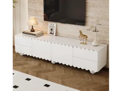 Móvel de TV moderno - 175 x 38 x 37 cm - com 2 portas + 4 gavetas - design exclusivo - MDF + aglomerado - branco