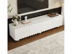 Móvel de TV moderno - 175 x 38 x 37 cm - com 2 portas + 4 gavetas - design exclusivo - MDF + aglomerado - branco
