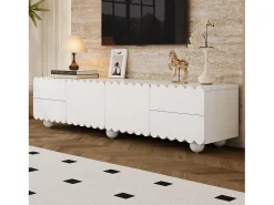 Móvel de TV moderno - 175 x 38 x 37 cm - com 2 portas + 4 gavetas - design exclusivo - MDF + aglomerado - branco