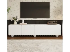 Móvel de TV moderno - 175 x 38 x 37 cm - com 2 portas + 4 gavetas - design exclusivo - MDF + aglomerado - branco