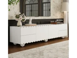 Móvel de TV moderno - 175 x 38 x 37 cm - com 2 portas + 4 gavetas - design exclusivo - MDF + aglomerado - branco