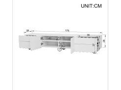 Móvel de TV moderno - 175 x 38 x 37 cm - com 2 portas + 4 gavetas - design exclusivo - MDF + aglomerado - branco