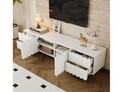 Móvel de TV moderno - 175 x 38 x 37 cm - com 2 portas + 4 gavetas - design exclusivo - MDF + aglomerado - branco