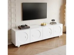 Móvel de TV moderno - 180,5 x 38 x 50 cm - com 4 portas - Design exclusivo - MDF + aglomerado - branco