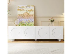 Móvel de TV moderno - 180,5 x 38 x 50 cm - com 4 portas - Design exclusivo - MDF + aglomerado - branco
