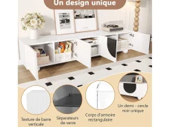 Móvel de TV moderno - 180 x 40 x 41,5 cm - com 4 portas + prateleira - design exclusivo - MDF + aglomerado - branco