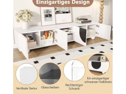 Móvel de TV moderno - 180 x 40 x 41,5 cm - com 4 portas + prateleira - design exclusivo - MDF + aglomerado - branco